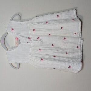 Pink Chicken Roey Muslin Top White Pink Birds 100% Cotton Boho Girls Size 8Y
